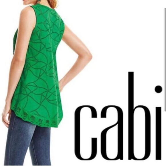 Cabi Gemma Eyelet Tank Top Kelly Green - Picture 9 of 9